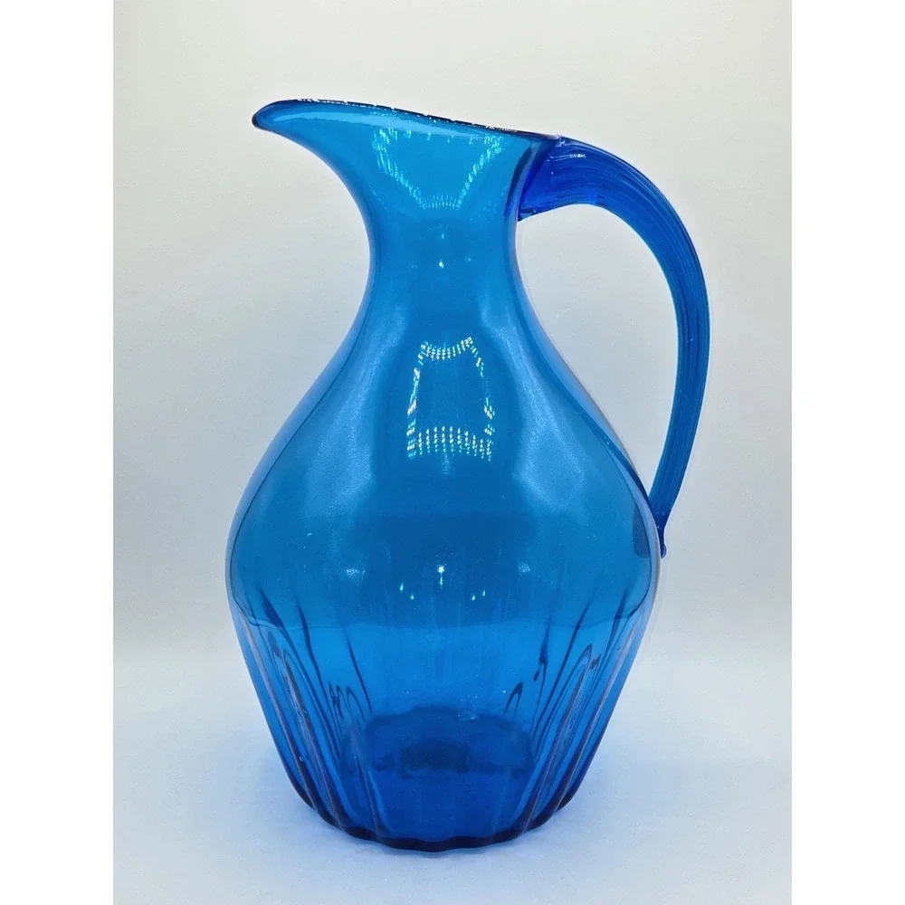 Blenko 6113 Turquoise Glass Pitcher Wayne Husted 13